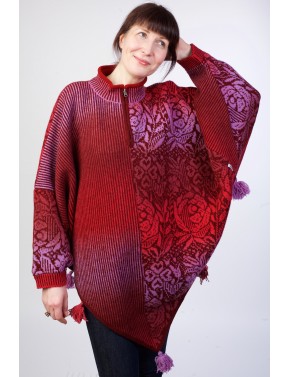 T-584 EG WOOL PONCHO WITH...